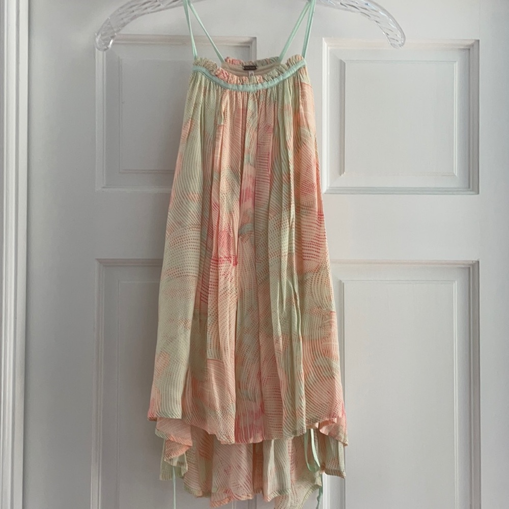 Free People Breezy Lace Up Side Printed Top Sz M